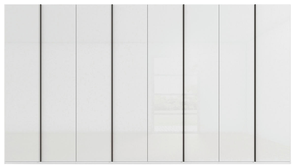 DREHTÜRENSCHRANK 400/223/61 cm,  in Weiß, 8-türig  - Graphitfarben/Weiß, Basics, Glas/Holzwerkstoff (400/223/61cm) - Novel