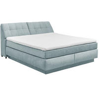 BOXSPRINGBETT 180/200 cm,  in Hellblau, Matratze, Bettkasten, H3 + H4 = fest + sehr fest  - Schwarz/Hellblau, KONVENTIONELL, Kunststoff/Textil (180/200cm) - SetOne by Musterring