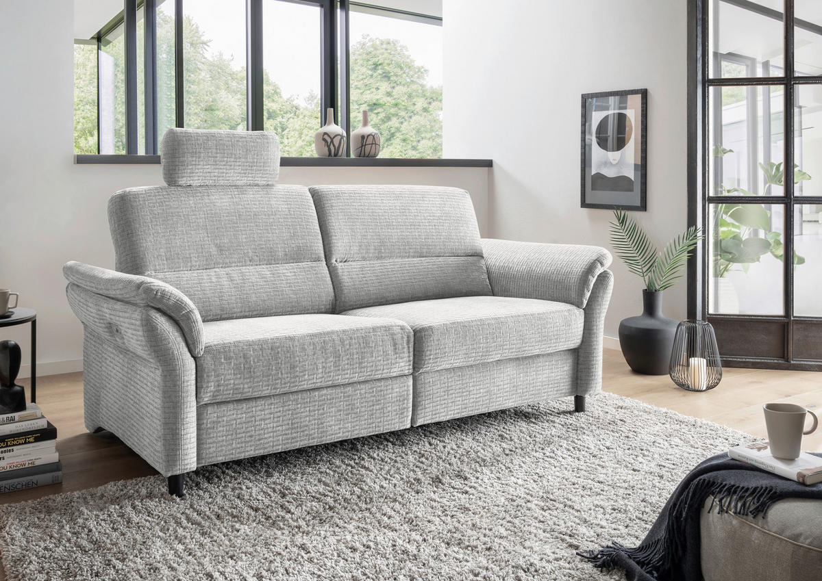 3-SITZER-SOFA in Mikrofaser Weiss  - Weiss/Schwarz, Modern, Holz/Textil (192/90/89cm) - Livetastic