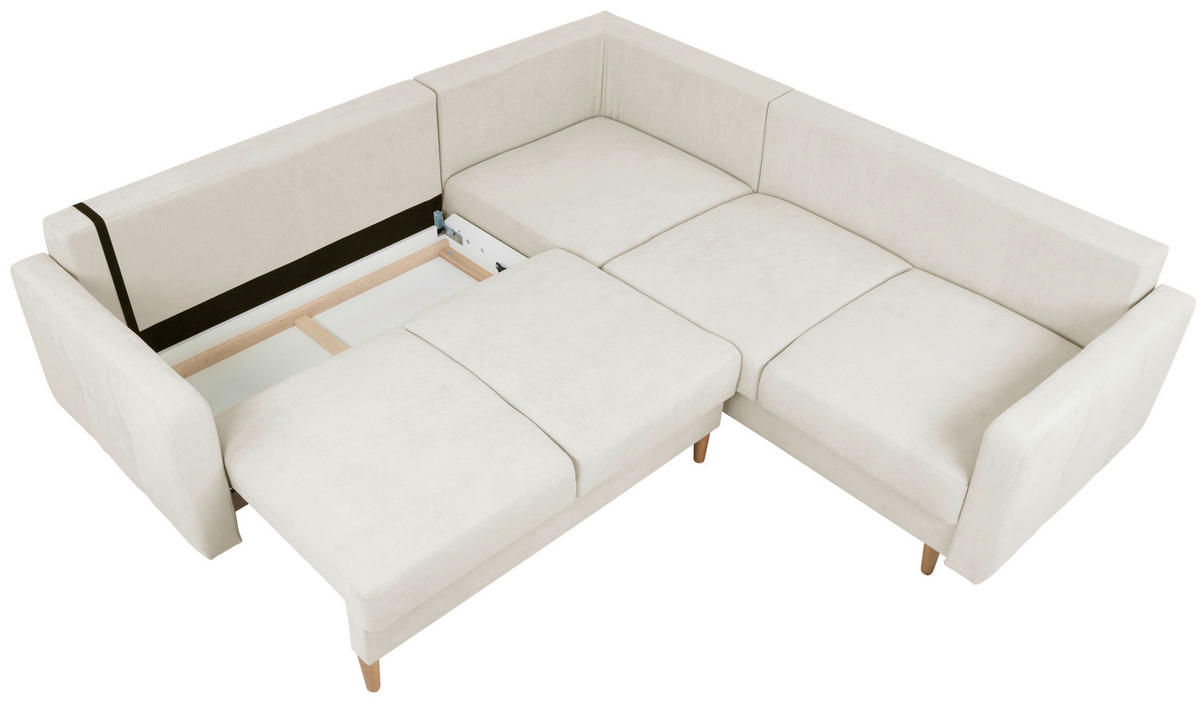 ECKSOFA in Beige  - Beige/Buchefarben, Design, Holz/Textil (242/242cm) - MID.YOU