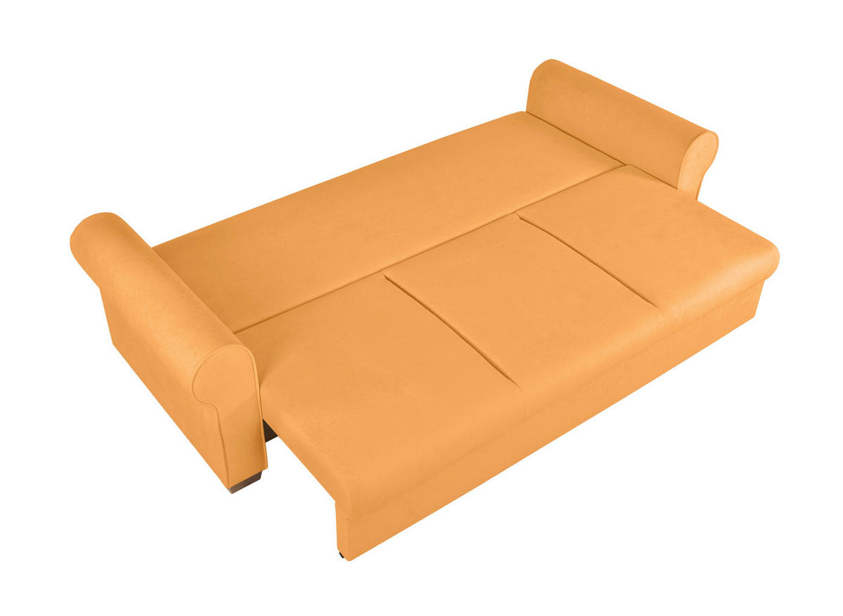 SCHLAFSOFA in Bouclé Gelb  - Gelb/Buchefarben, Design, Holz/Textil (240/94/98cm) - MID.YOU