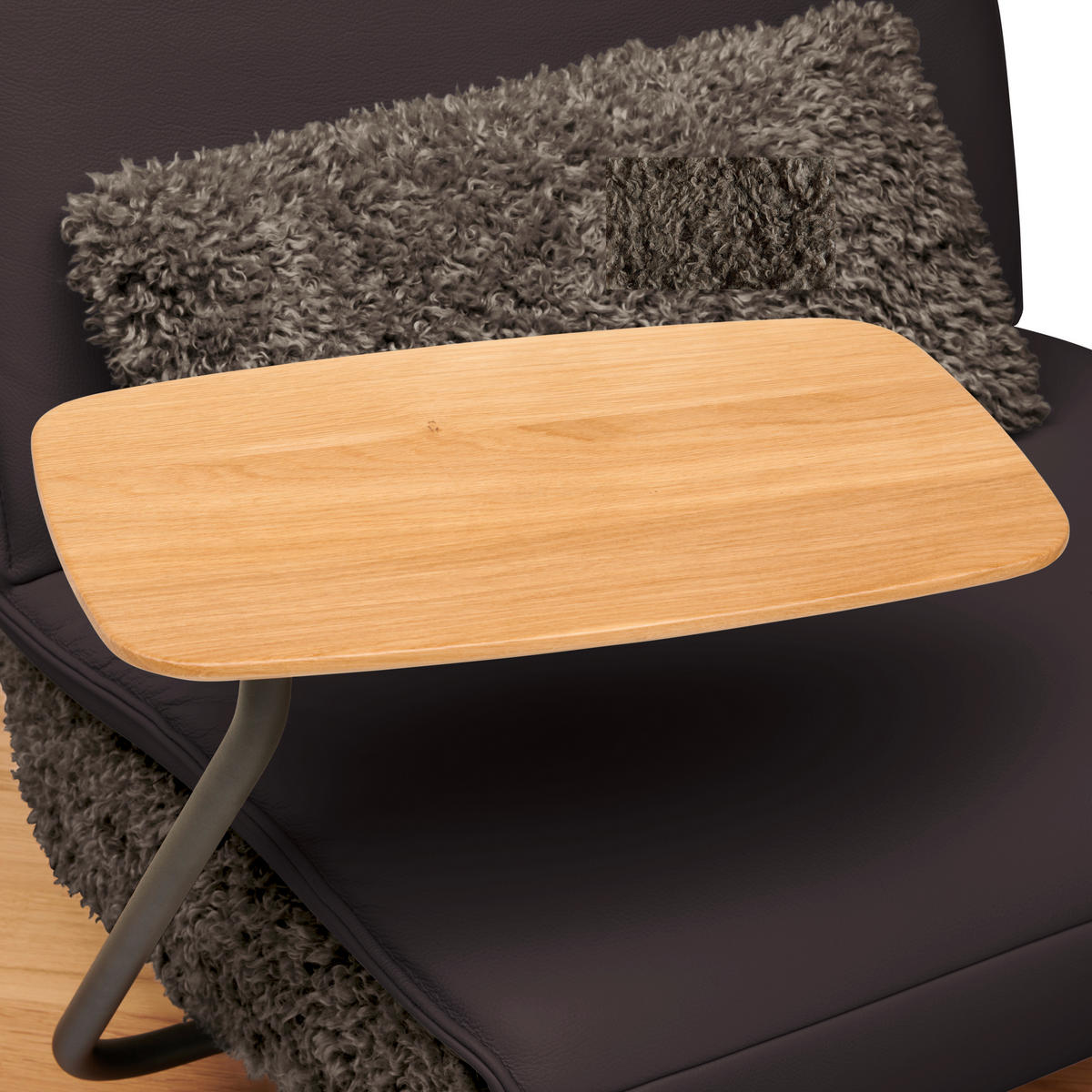 2-SITZER-SOFA  in Hochflor Echtleder Dunkelbraun  - Dunkelbraun/Schwarz, Design, Leder/Holz (240/65/104cm) - Koinor