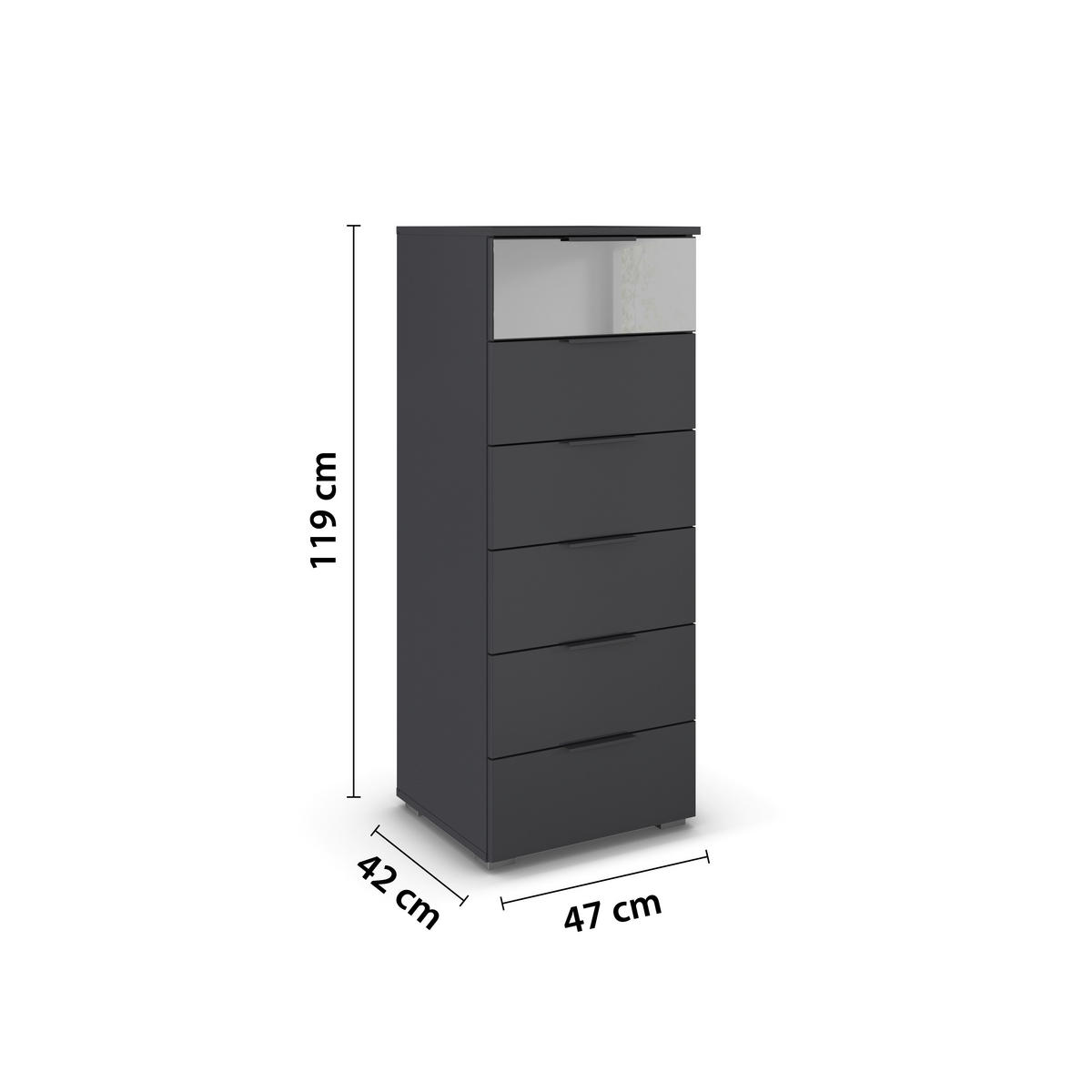 KOMMODE 47/119/42 cm  in  - Alufarben, Modern, Glas/Holzwerkstoff (47/119/42cm) - Rauch Möbel