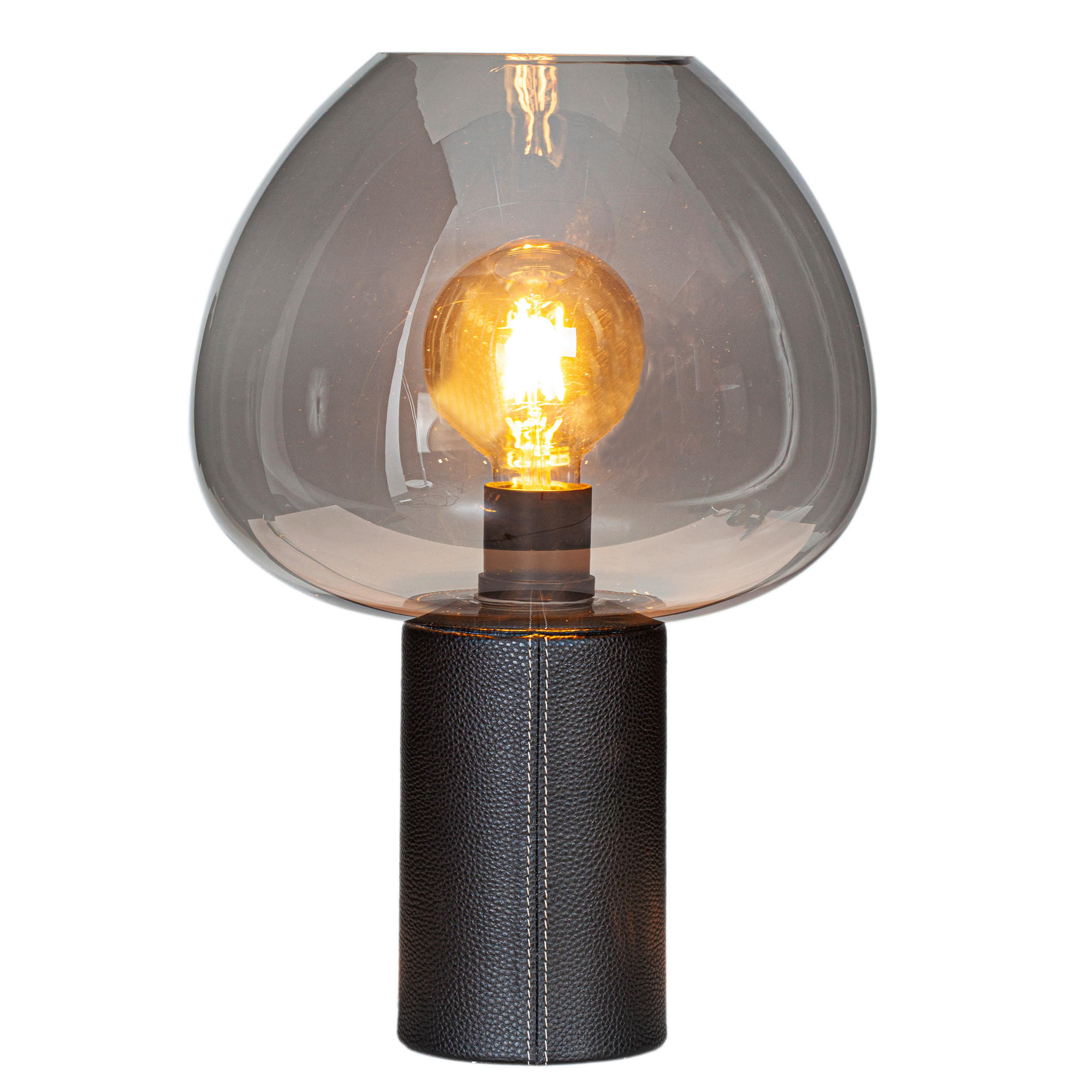 TISCHLEUCHTE Cozy   - Cognac/Schwarz, Basics, Glas/Textil (43cm) - By Rydéns