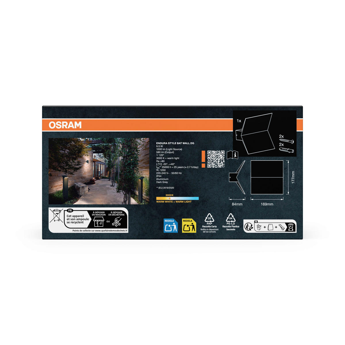 LED-AUßENLEUCHTE 17,7/16,9/8,4 cm   - Dunkelgrau, Basics, Kunststoff/Metall (17,7/16,9/8,4cm) - Osram