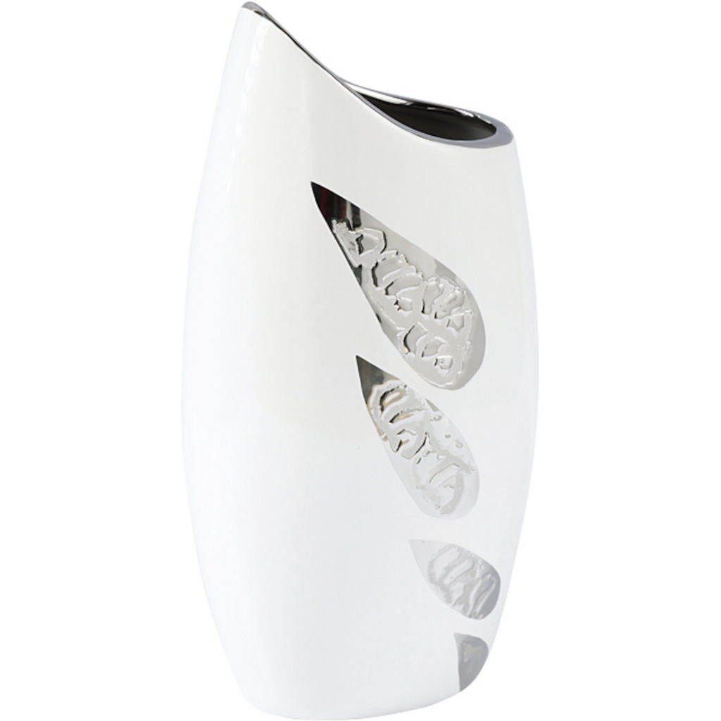 Ambia Home VÁZA, keramika, 29 cm - barvy stříbra,bílá