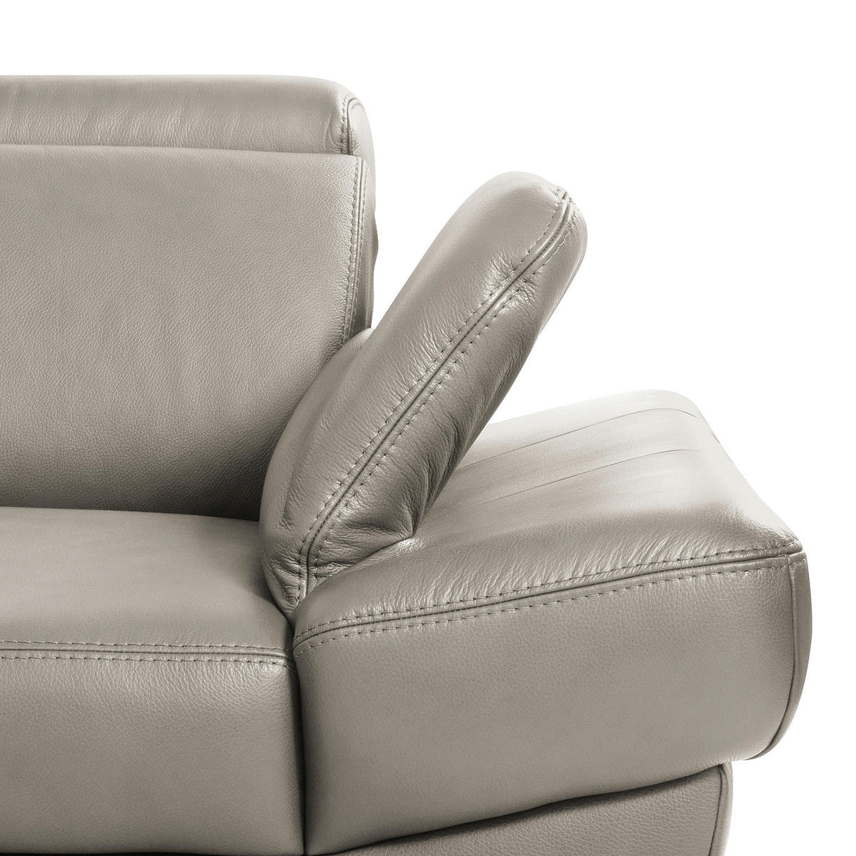 ECKSOFA  in Lederlook Echtleder Platinfarben  - Platinfarben/Schwarz, Design, Leder/Textil (211/264cm) - Livetastic