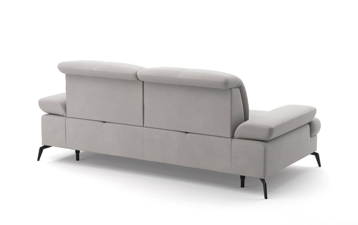 3-SITZER-SOFA in Flachgewebe Silberfarben  - Silberfarben/Schwarz, Konventionell, Textil/Metall (212/90/122cm) - Sit & More