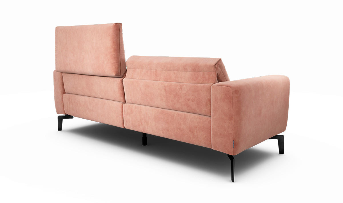 2,5-SITZER Samt Rosa  - Schwarz/Rosa, Design, Textil/Metall (220/86/86-94cm) - SENSOO
