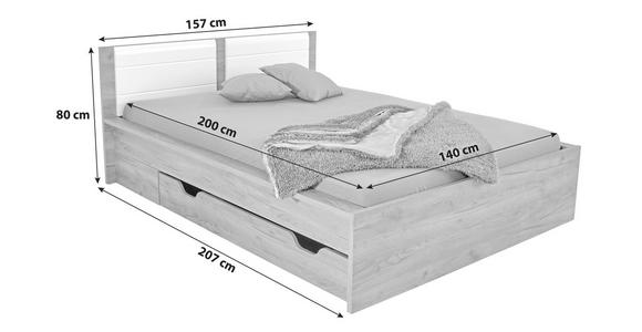 Bett Avensis New 140x200 Krafteiche Dunkel/Weiß - Eichefarben/Weiß, KONVENTIONELL, Holz (140/200cm) - Luca Bessoni