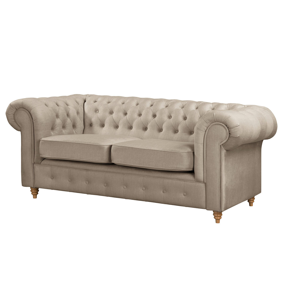2-SITZER-SOFA Laura in Mikrofaser Taupe  - Taupe/Braun, Design, Holz/Textil (190/75/91cm) - P & B