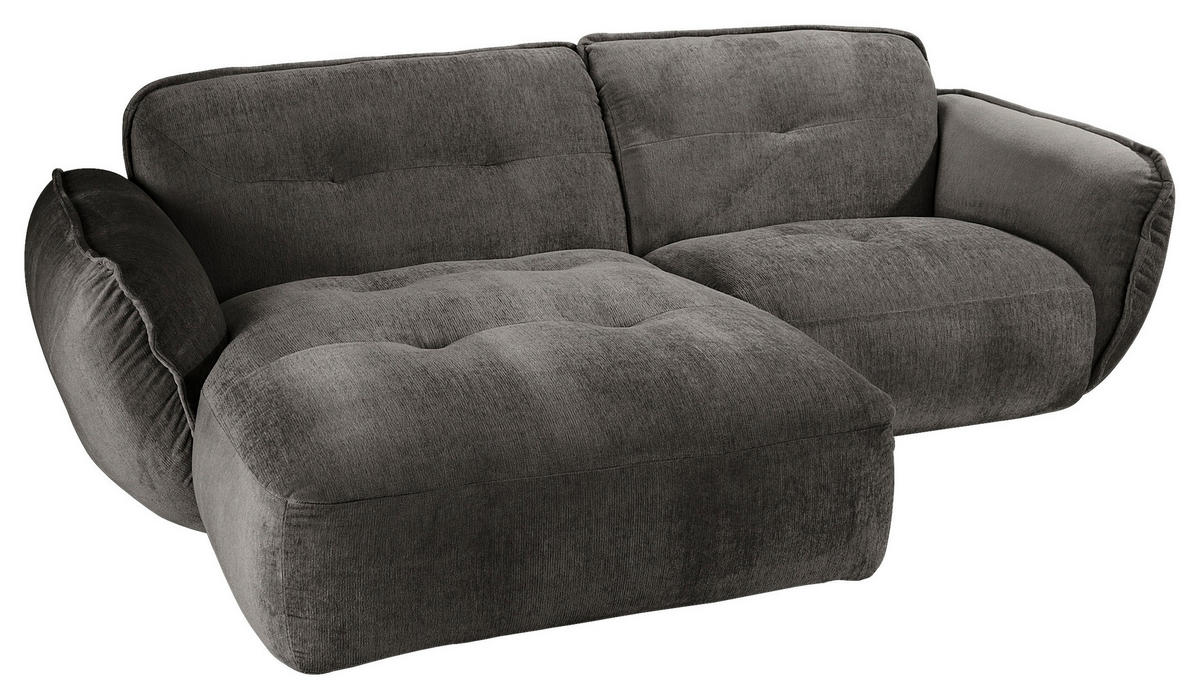 ECKSOFA in Chenille Anthrazit  - Anthrazit/Schwarz, Modern, Kunststoff/Textil (184/269cm) - Trendmanufaktur