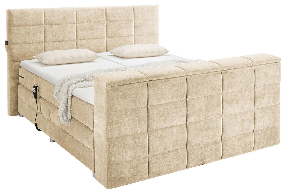 BOXSPRING-ÁGY 180/200 cm  homok  - homok, Konventionell, textil (180/200cm) - Carryhome