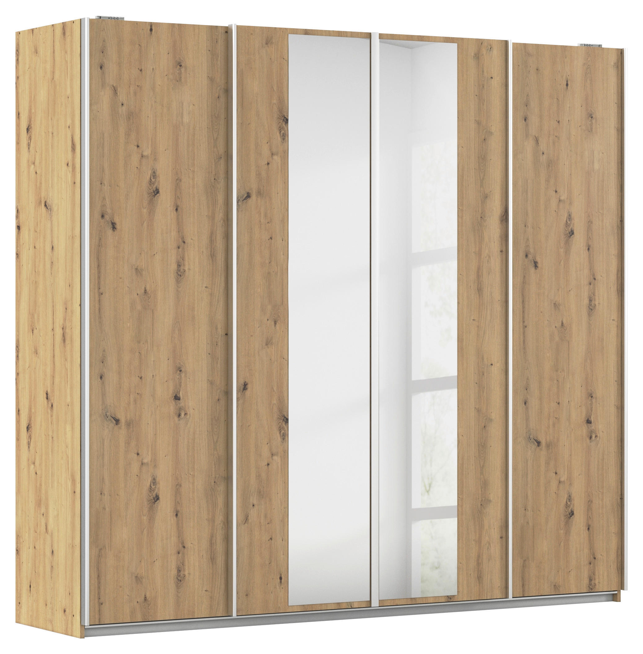 SCHWEBETÜRENSCHRANK 226/211/62 cm 4-türig Eiche Artisan  - Alufarben/Eiche Artisan, MODERN, Holzwerkstoff/Metall (226/211/62cm) - Rauch Möbel