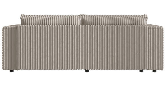 ECKSOFA Beige Cord Zierkissen, Rückenkissen, Schlaffunktion, Rücken echt  - Beige/Schwarz, MODERN, Kunststoff/Textil (153/250cm) - Xora