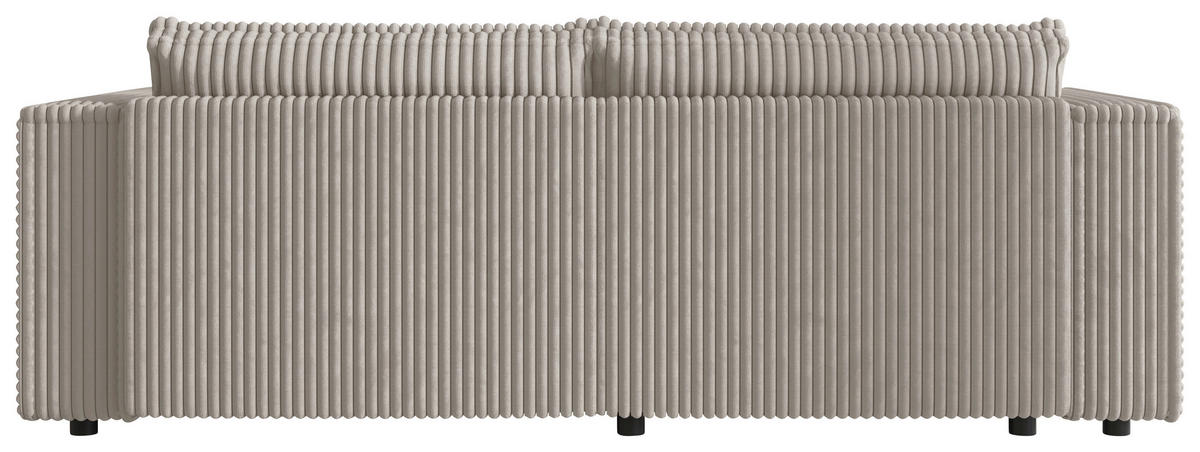 ECKSOFA Beige Cord Zierkissen, Rückenkissen, Schlaffunktion, Rücken echt  - Beige/Schwarz, MODERN, Kunststoff/Textil (153/250cm) - Xora