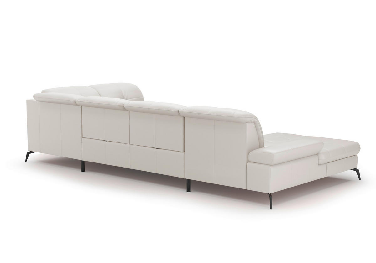 WOHNLANDSCHAFT in Echtleder Weiss  - Weiss/Schwarz, Konventionell, Leder/Metall (185/357/231cm) - Sit & More