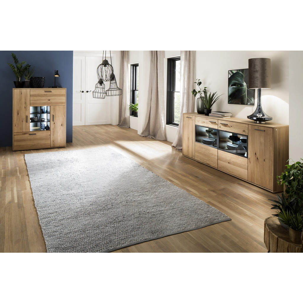 Thumbnail - Livetastic Highboard Gaborone, Anthrazit, Eiche, Metall, Asteiche, furniert, massiv, 4 Fächer, 1 Schubladen, 104x123x37 ...