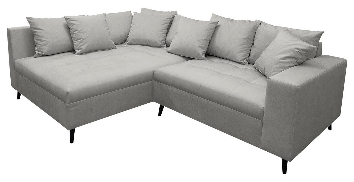 Ecksofa inkl. Hocker in Mikrofaser Grau  - Schwarz/Grau, Design, Holz/Textil (174/247cm) - MID.YOU