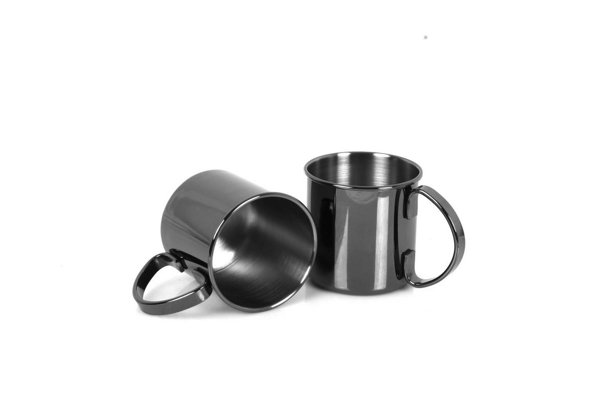 BECHERSET 2-teilig  - Schwarz, Basics, Metall (13,7/8,9/9cm) - Echtwerk