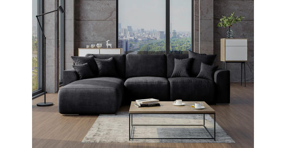 ECKSOFA in Samt Dunkelgrau  - Chromfarben/Dunkelgrau, KONVENTIONELL, Kunststoff/Textil (195/293cm) - Carryhome