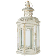 LATERNE - Creme/Naturfarben, Trend, Glas/Metall (12/25/11cm) - Ambia Home