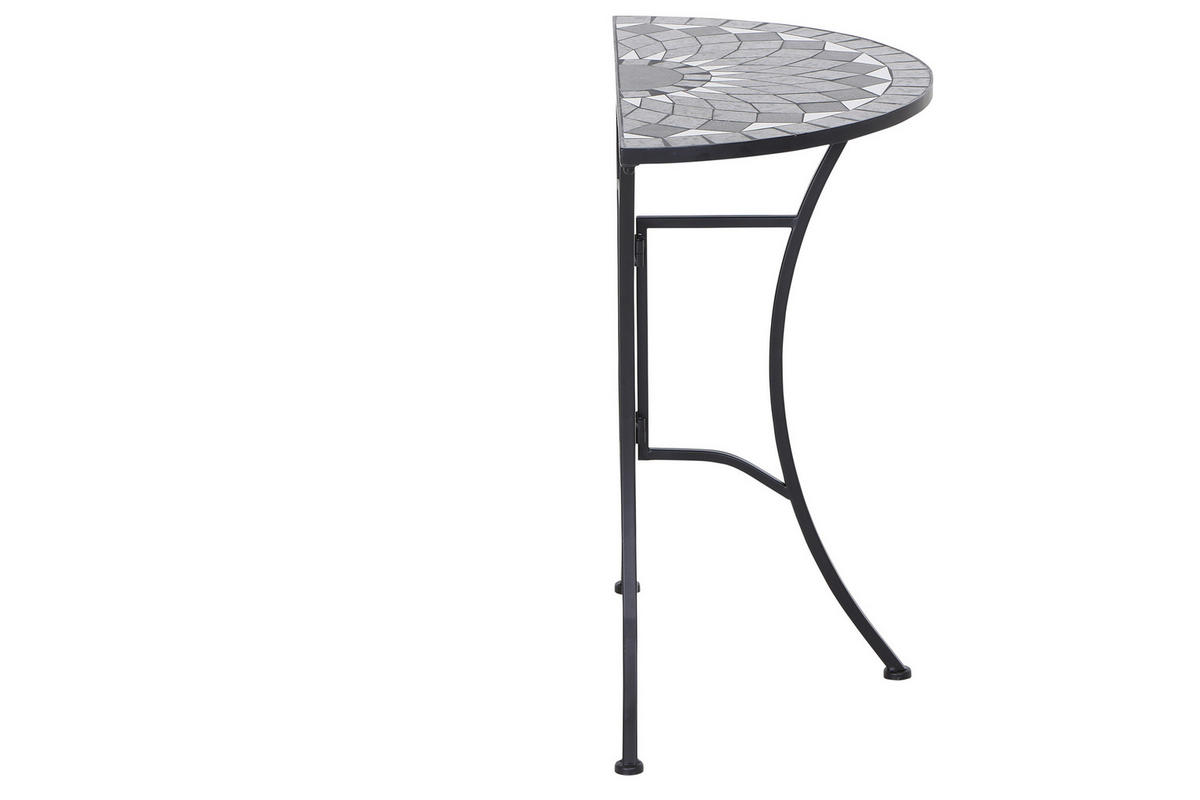 GARTENTISCH Metall, Keramik Schwarz rund  - Schwarz, KONVENTIONELL, Keramik/Metall (35,5/70/71cm) - Siena Garden