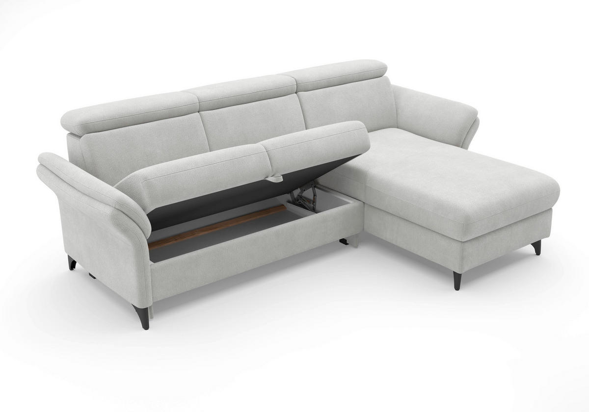 ECKSOFA GLENDALE E in Flachgewebe Silberfarben  253/166 cm  - Silberfarben/Schwarz, KONVENTIONELL, Textil/Metall (253/166cm) - Sit & More