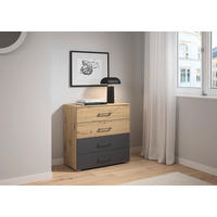 KOMMODE  in 80/81/42 cm  - Eiche Artisan/Grau, MODERN, Holzwerkstoff/Metall (80/81/42cm) - Rauch Möbel