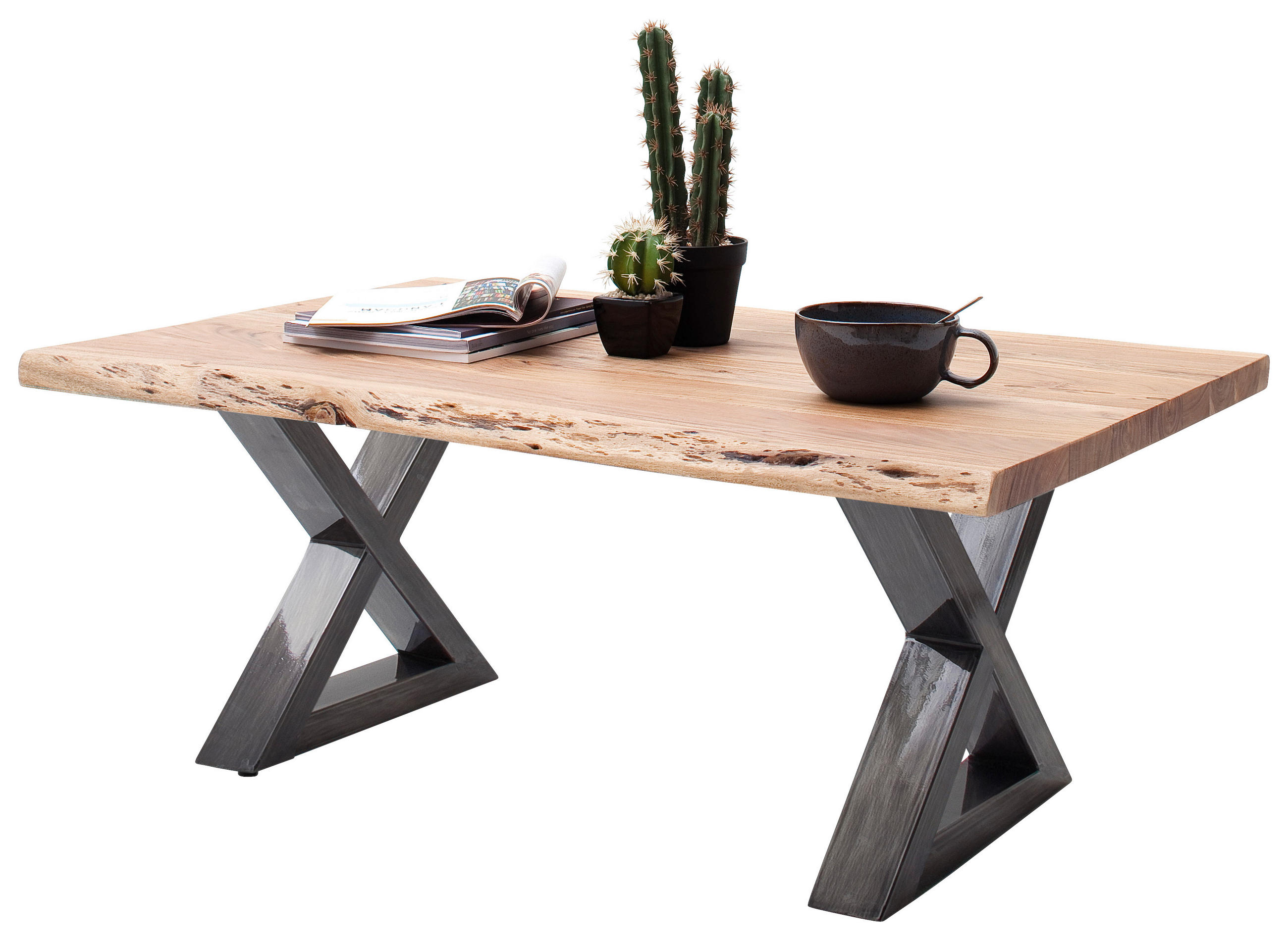 Couchtisch Holz Massiv Cartagena Akazie/Nickelfarben