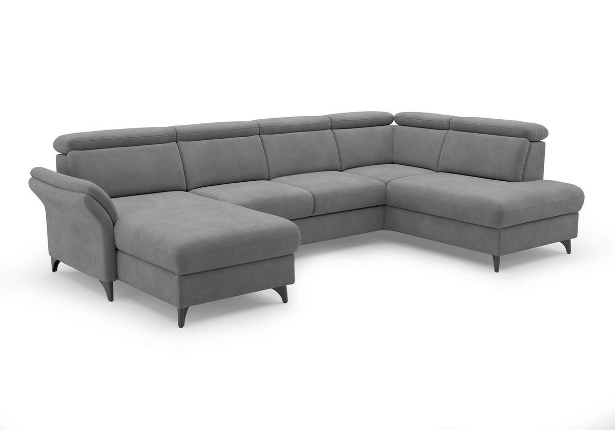 WOHNLANDSCHAFT GLENDALE E in Flachgewebe Grau  - Schwarz/Grau, KONVENTIONELL, Textil/Metall (166/321/193cm) - Sit & More