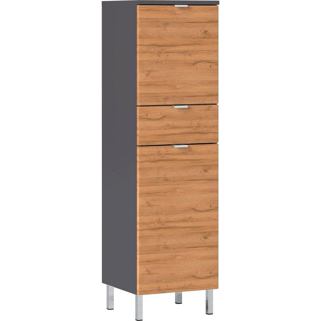 Midischrank Bad Bxh 34x120 Cm Eiche Dekor/ Graphit