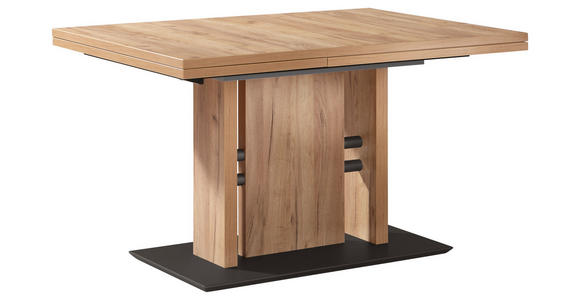 ESSTISCH in Metall, Holzwerkstoff 130-180/90/75 cm - Eichefarben/Schwarz, Design, Holzwerkstoff/Metall (130-180/90/75cm) - Moderano