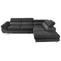 ECKSOFA in Webstoff Schwarz, Dunkelgrau  280/235 cm  - Dunkelgrau/Schwarz, Design, Textil/Metall (280/235cm) - Hom`in