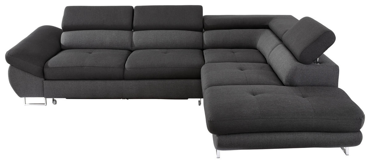 ECKSOFA in Webstoff Schwarz, Dunkelgrau  280/235 cm  - Dunkelgrau/Schwarz, Design, Textil/Metall (280/235cm) - Hom`in