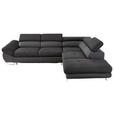 ECKSOFA in Webstoff Schwarz, Dunkelgrau  280/235 cm  - Dunkelgrau/Schwarz, Design, Textil/Metall (280/235cm) - Hom`in
