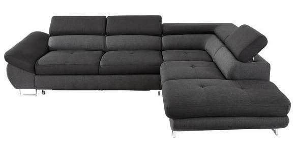 ECKSOFA in Webstoff Schwarz, Dunkelgrau  280/235 cm  - Dunkelgrau/Schwarz, Design, Textil/Metall (280/235cm) - Hom`in
