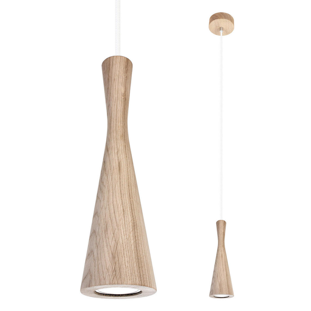 ZÁVĚSNÉ SVÍTIDLO, 10/90-140 cm  - bílá/barvy dubu, Natur, dřevo (10/90-140cm)