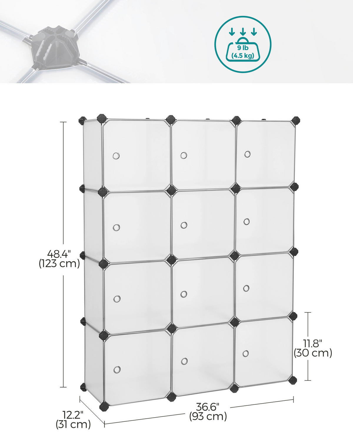 AUFBEWAHRUNGSREGAL     - Weiß, Basics, Kunststoff/Metall (93/123/31cm)