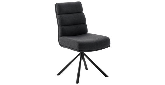 STUHL , Stoffauswahl, Typenauswahl, Sitzfläche 360° drehbar, Gestellauswahl , Webstoff  - Anthrazit/Schwarz, Design, Textil/Metall (47/90/64cm) - Dieter Knoll