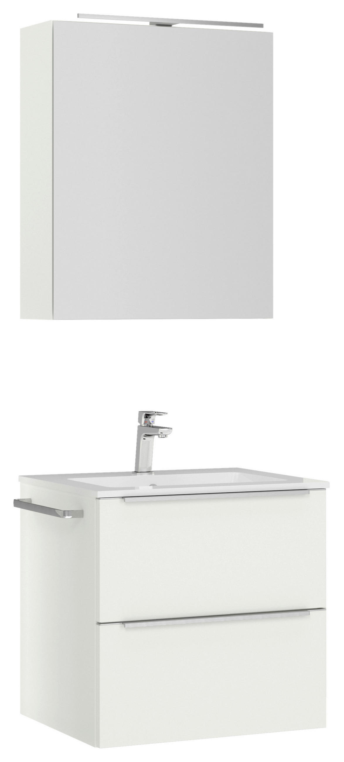 BADEZIMMER  in 61 cm  - Edelstahlfarben/Weiß, MODERN, Holzwerkstoff/Stein (61cm) - Nobilia