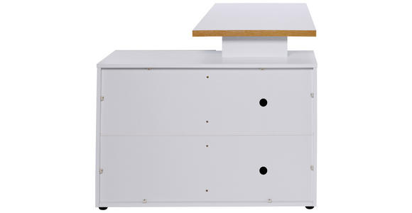 ECKSCHREIBTISCH 120-130/55-95/76,2 cm in Weiß, Eichefarben - Eichefarben/Weiß, MODERN, Holzwerkstoff/Metall (120-130/55-95/76,2cm) - Novel