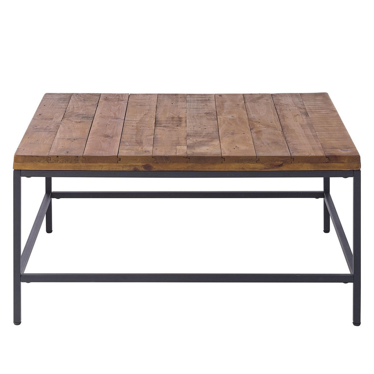 COUCHTISCH Kiefer massiv 90/90/45 cm quadratisch Schwarz, Dunkelbraun  - Dunkelbraun/Schwarz, MODERN, Holz/Metall (90/90/45cm) - home24