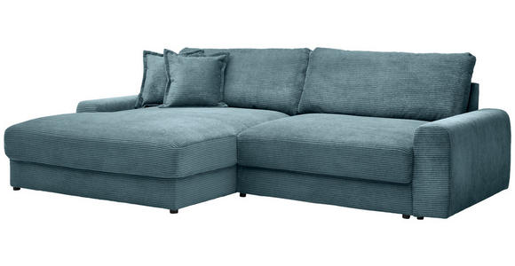 ECKSOFA in Cord Graublau  - Graublau/Schwarz, MODERN, Kunststoff/Textil (180/300cm) - Carryhome