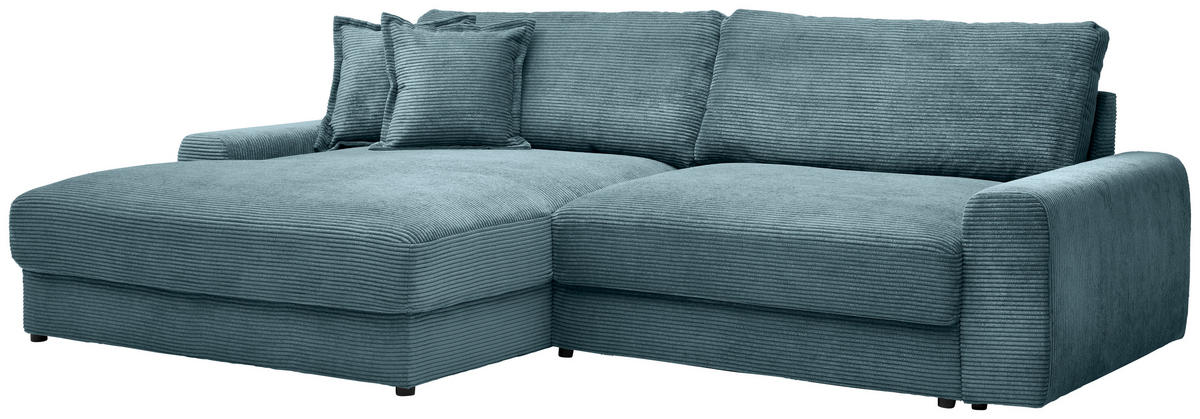 ECKSOFA in Cord Graublau  - Graublau/Schwarz, Modern, Kunststoff/Textil (180/300cm) - Carryhome