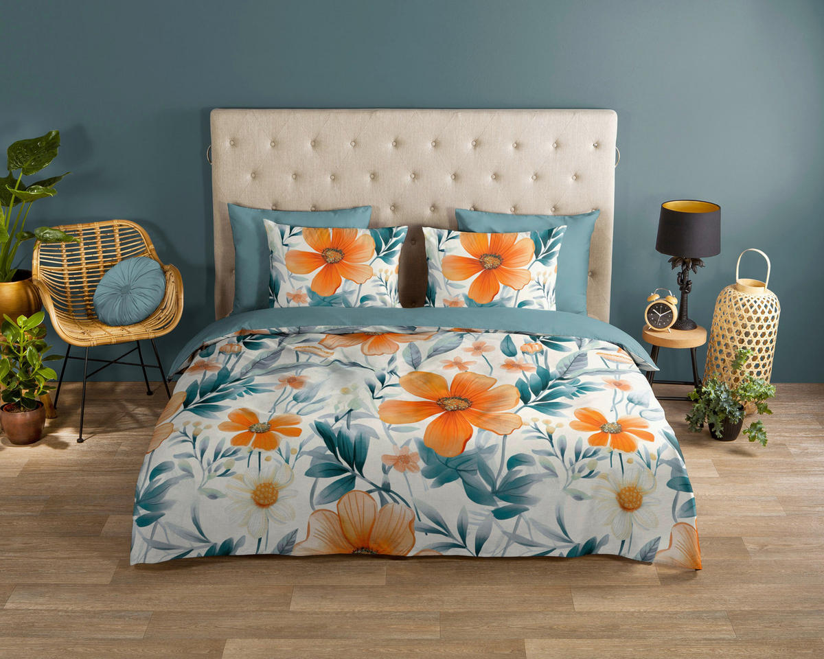 WENDEBETTWÄSCHE Good Morning Renforcé 140/200 cm  - Koralle/Multicolor, Basics, Textil (140/200cm)