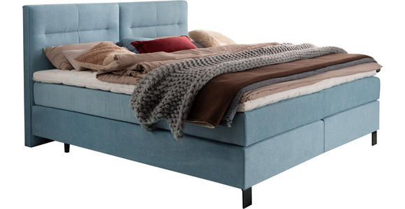 BOXSPRINGBETT 200/220 cm  in Pastellblau  - Pastellblau/Schwarz, KONVENTIONELL, Textil/Metall (200/220cm) - Esposa