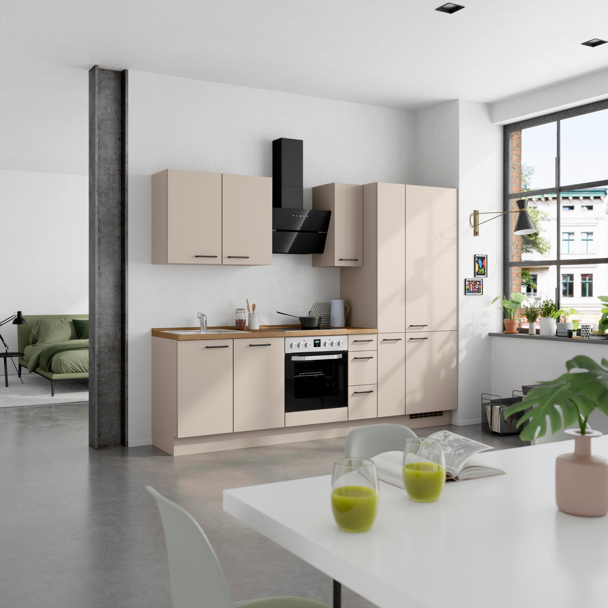 KÜCHENLEERBLOCK Easytouch 270 cm  in Eichefarben, Sandfarben  - Sandfarben/Eichefarben, MODERN, Holzwerkstoff/Metall (270cm) - Nobilia