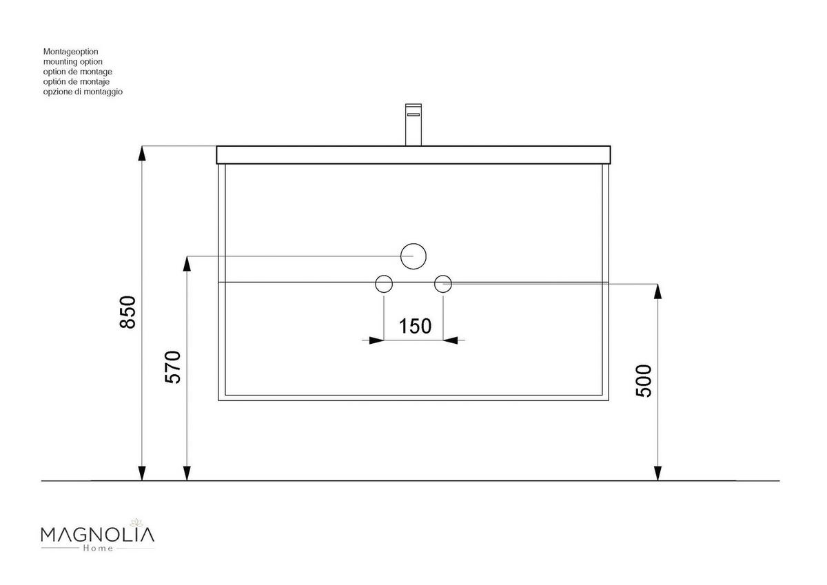 BADEZIMMER  in 100 cm  - Eichefarben/Silberfarben, MODERN, Keramik/Holzwerkstoff (100cm) - MID.YOU