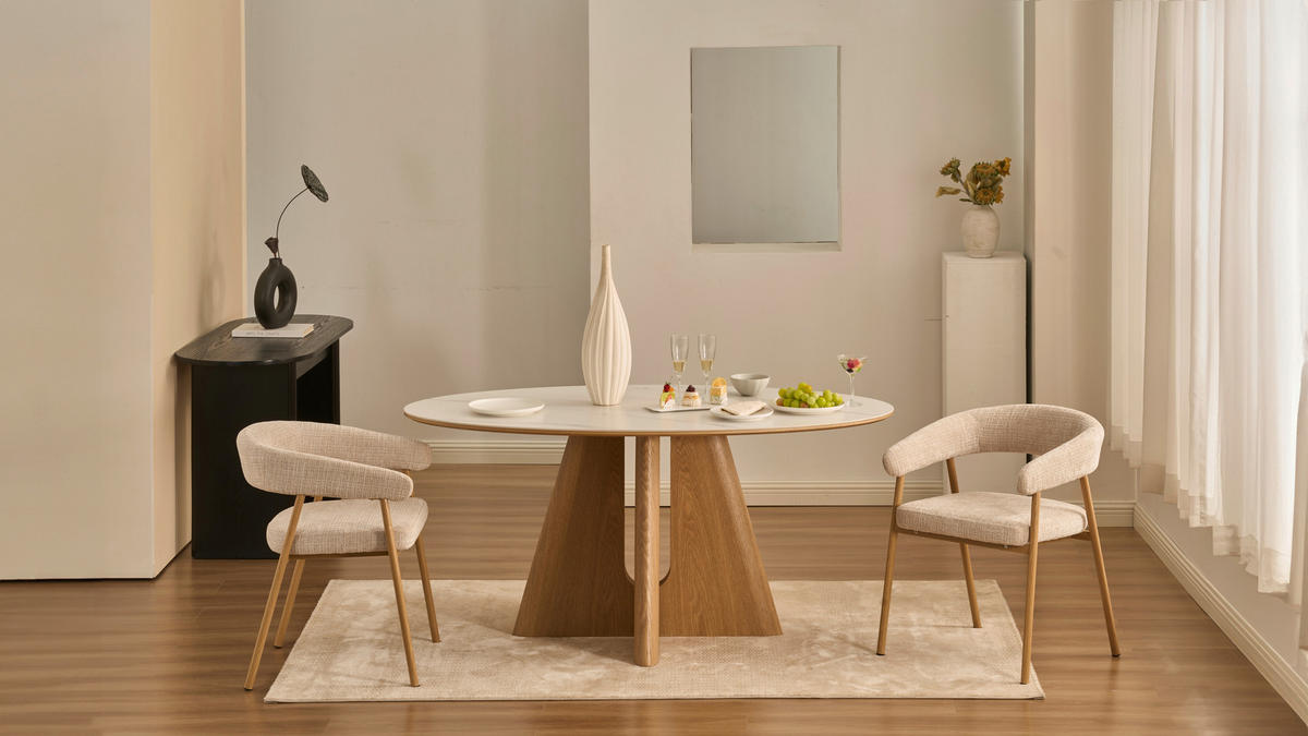 ARMLEHNSTUHL   Chenille  Eichefarben, Beige  - Eichefarben/Beige, MODERN, Holz/Textil (56cm) - Livetastic